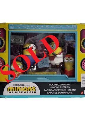 SOLD Minions Boombox Set Figures Josh Kevin Bob Stuart